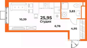 Студия квартира, вторичка, 26м2, 2/10 этаж