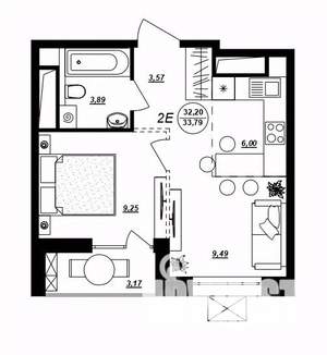 2-к квартира, строящийся дом, 34м2, 15/17 этаж