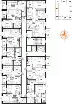2-к квартира, вторичка, 35м2, 9/10 этаж