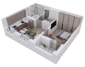 1-к квартира, вторичка, 46м2, 7/9 этаж