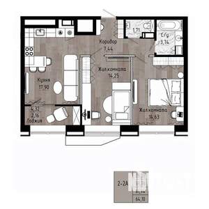 2-к квартира, вторичка, 62м2, 9/15 этаж