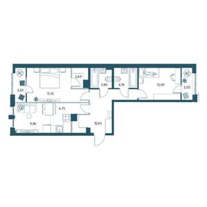 3-к квартира, строящийся дом, 73м2, 6/17 этаж