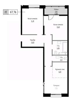 2-к квартира, вторичка, 68м2, 2/9 этаж