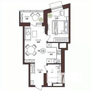 1-к квартира, вторичка, 43м2, 12/23 этаж