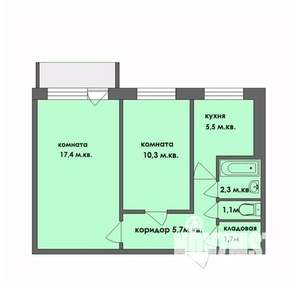 2-к квартира, вторичка, 41м2, 3/5 этаж