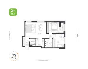 2-к квартира, вторичка, 72м2, 3/24 этаж