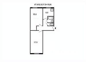 2-к квартира, вторичка, 45м2, 5/5 этаж