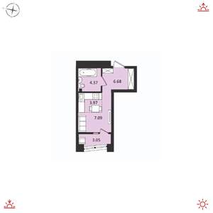 Студия квартира, вторичка, 25м2, 14/17 этаж