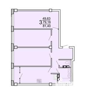 3-к квартира, строящийся дом, 84м2, 24/25 этаж