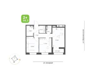 2-к квартира, вторичка, 58м2, 7/9 этаж
