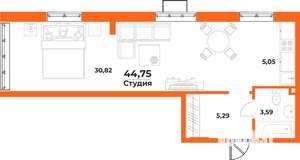 Студия квартира, вторичка, 45м2, 8/10 этаж