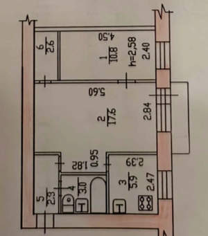 2-к квартира, вторичка, 43м2, 2/5 этаж