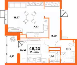 2-к квартира, вторичка, 48м2, 5/10 этаж