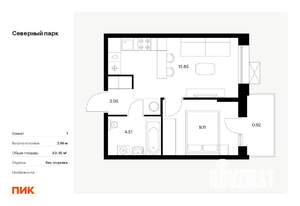 1-к квартира, вторичка, 33м2, 6/10 этаж