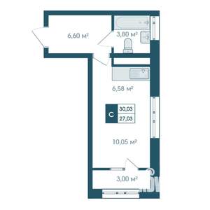 Студия квартира, строящийся дом, 30м2, 3/19 этаж