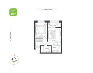 1-к квартира, вторичка, 41м2, 1/9 этаж