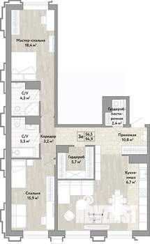 3-к квартира, вторичка, 95м2, 8/21 этаж