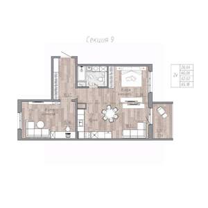 2-к квартира, строящийся дом, 63м2, 4/6 этаж