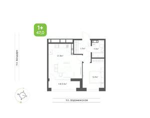 1-к квартира, вторичка, 47м2, 4/9 этаж
