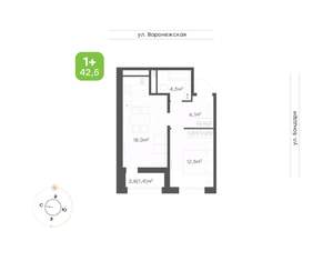 1-к квартира, вторичка, 43м2, 14/16 этаж