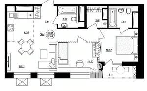 3-к квартира, вторичка, 62м2, 4/17 этаж