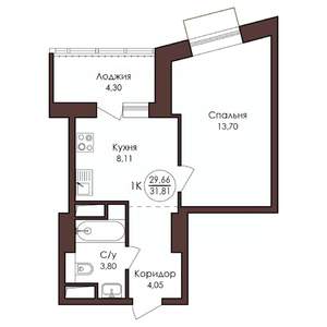 1-к квартира, вторичка, 32м2, 6/23 этаж