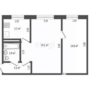 2-к квартира, вторичка, 45м2, 1/4 этаж