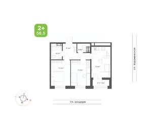 2-к квартира, вторичка, 59м2, 8/9 этаж