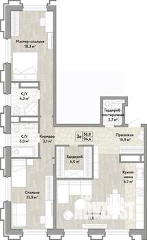 3-к квартира, вторичка, 95м2, 6/21 этаж