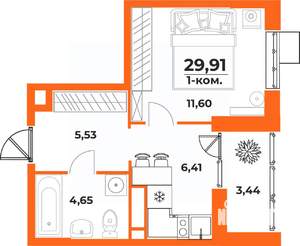 1-к квартира, вторичка, 30м2, 10/10 этаж