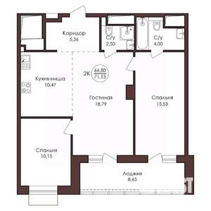 2-к квартира, вторичка, 71м2, 20/23 этаж