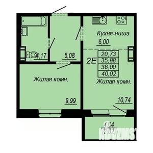 2-к квартира, строящийся дом, 38м2, 7/10 этаж