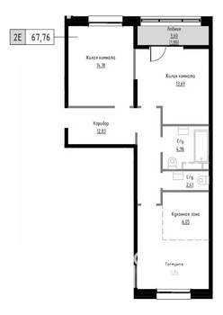 2-к квартира, вторичка, 68м2, 6/9 этаж