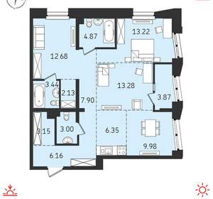 4-к квартира, вторичка, 90м2, 6/19 этаж