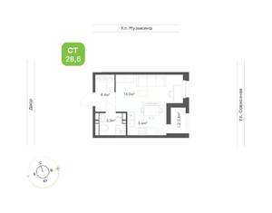 1-к квартира, вторичка, 29м2, 3/9 этаж