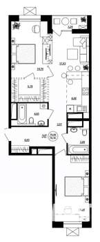 3-к квартира, строящийся дом, 78м2, 2/17 этаж