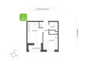 1-к квартира, вторичка, 32м2, 8/20 этаж