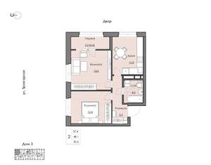 2-к квартира, вторичка, 51м2, 8/20 этаж