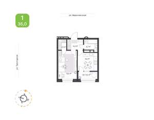 1-к квартира, вторичка, 35м2, 8/16 этаж