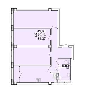 3-к квартира, строящийся дом, 84м2, 25/25 этаж