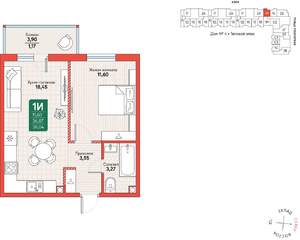 1-к квартира, вторичка, 38м2, 4/12 этаж