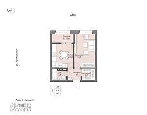 1-к квартира, вторичка, 34м2, 5/9 этаж