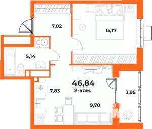 2-к квартира, вторичка, 47м2, 10/10 этаж