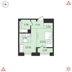 2-к квартира, вторичка, 43м2, 2/19 этаж