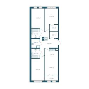 4-к квартира, строящийся дом, 95м2, 3/15 этаж