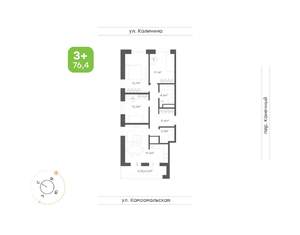 3-к квартира, вторичка, 76м2, 8/24 этаж