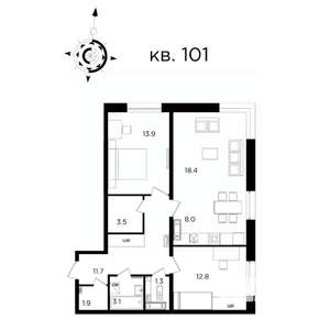 3-к квартира, вторичка, 74м2, 22/22 этаж